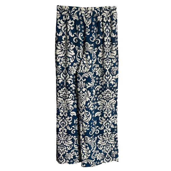 Rachel Zoe Womens Blue & White Damask Print Pants Size S Polyester Wide Leg - Picture 2 of 8